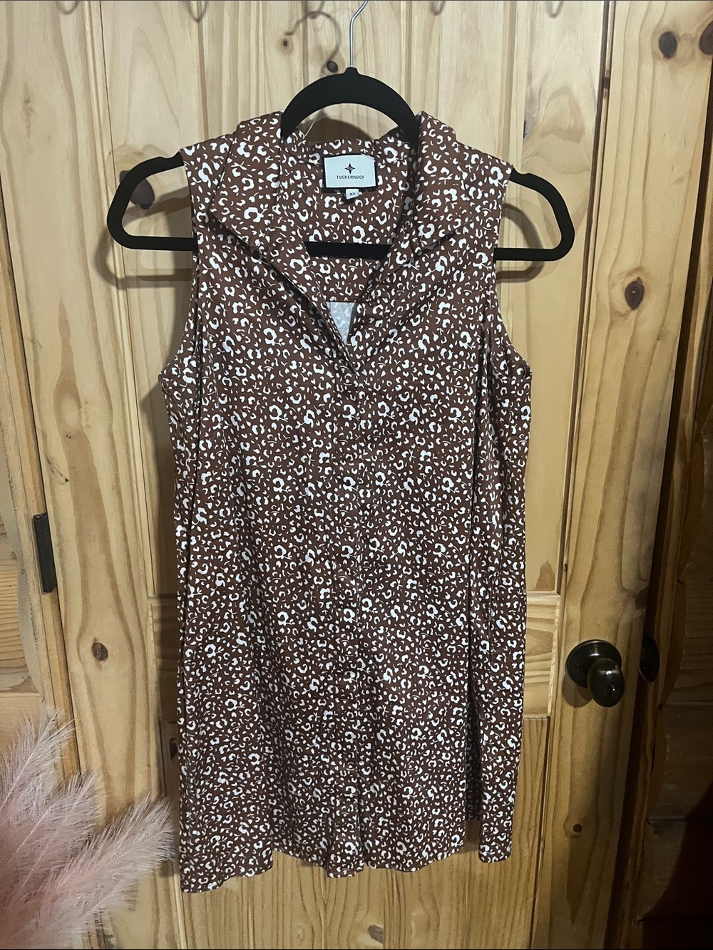 Tuckernuck Brown Floral Leopard Sleeveless Mini Dress - Picture 4 of 4